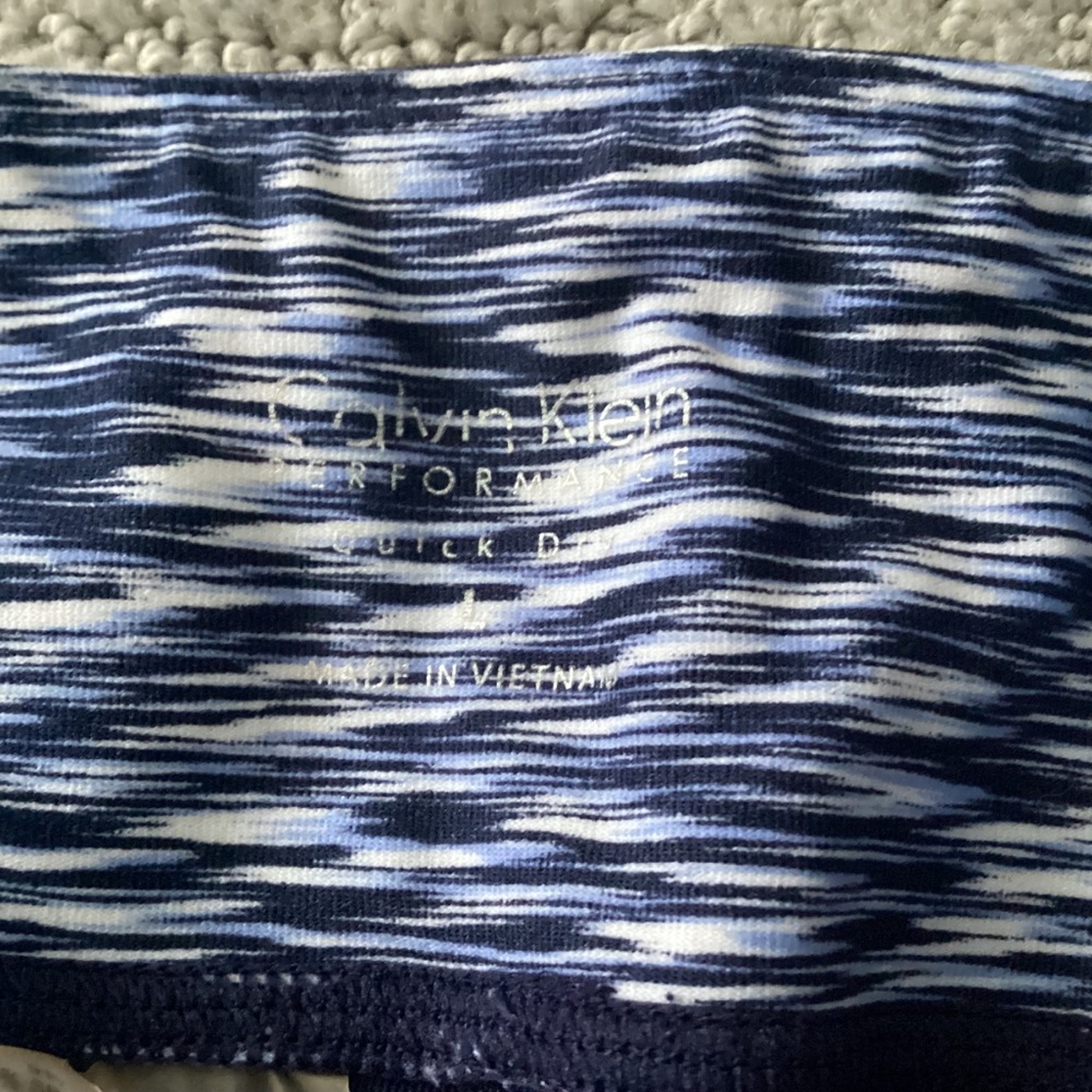 CALVIN KLEIN PERFORMANCE LEGGINGS NAVY BLUE WHITE ACTIVEWEAR SPACE DYE SZ LARGE - Picture 6 of 6